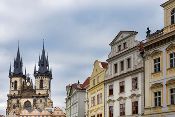 PRAGUE, CZECH REPUBLIC - July 25, 2017 : Beautiful street view of Traditional old buildings in...