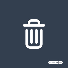 Trash Can Icon isolated on black background. Flat Vector Icon Design Template Element