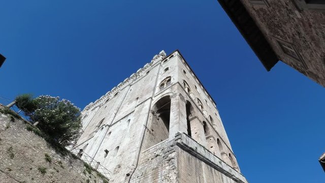 View from below of Palazzo Consoli, one of the symbolic monuments of the Umbrian city