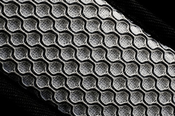 Mesh Textil Struktur Technologie Gewebe Sechseck Makro schwarz-weiß weiß