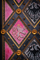 background of old grunge, medieval metal texture. part of antique old door