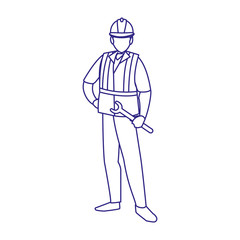 Isolated builder avatar man with helmet design