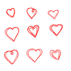 set of doodle hearts , hand drawn for Valentine/s day
