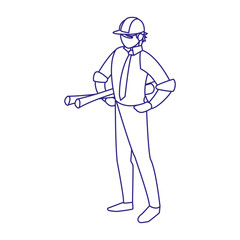 Isolated architect avatar man with helmet design