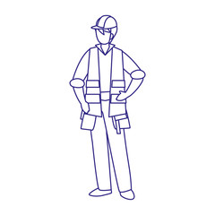 Isolated builder avatar man with helmet design