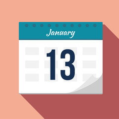 Calendar icon. Calendar Date - January. Planning. Time management.