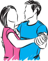 romantic couple man and woman dancing vector illustration