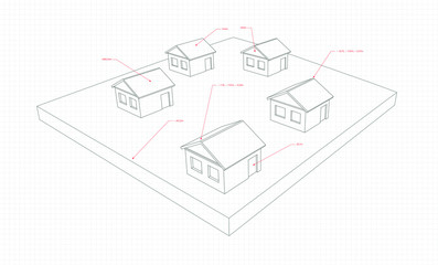 Drawing plot with houses and red size indicators