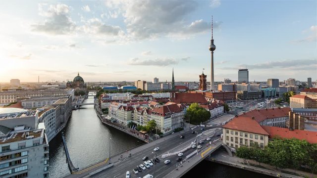 Berlin Cityscape at Sunset with TV Tower