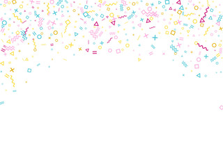 Memphis style geometric confetti vector background