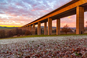 autobahn bridge in evening light