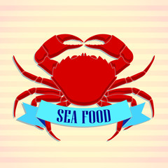 sea food label with red crab