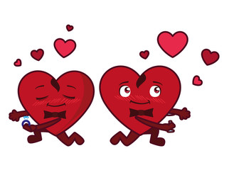 Isolated males red hearts cartoons vector design