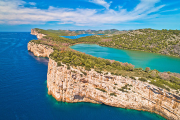 Telascica nature park and green Mir lake on Dugi Otok island aerial view