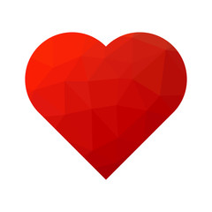 Red low poly heart. Symbol of love and St Valentines Day. Vector illustration