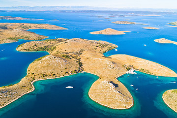 Kornati. Aerial view of famous Adriatic sea sailing destination, Kornati archipelago national park