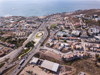 Fototapeta premium Aerial view of UABC campus on seaside