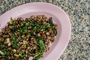 Stir fried minced pork with salted olive