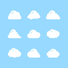 Set glyph white icons of cloud