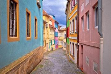 Bamberg. Colorful alley in Bamberg old town center view