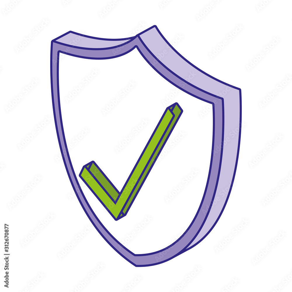 Poster check mark and shield of security system vector design