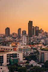Fototapeta na wymiar Sunrise cityscape view in Bangkok, Thailand