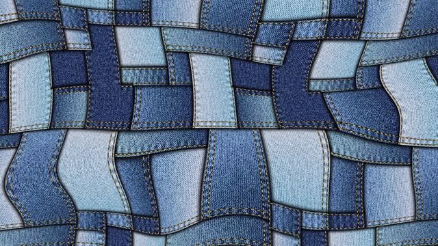 Wavy moving stirring background with the patchwork pattern. Seamless looping footage.