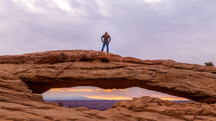 Beautiful sunrise at Mesa Arch in Canyonlands National Park in Utah