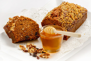 Sweet honey cake with nuts