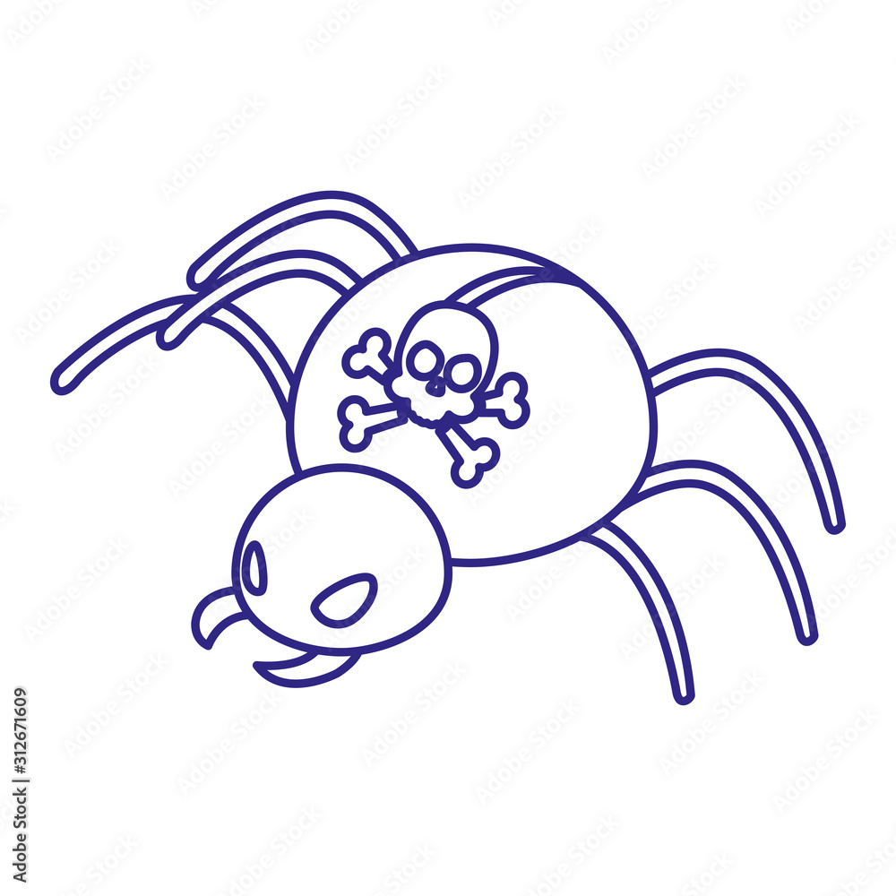 Poster spider bug with skull of security system vector design