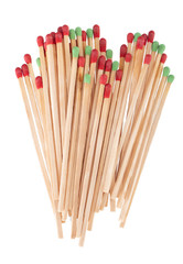 Long domestic wooden matches isolated on white background.