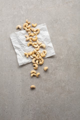 Fresh organic cashew nuts top view