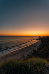 Sunset over the Pacific at El Pescador State Beach, Malibu, California