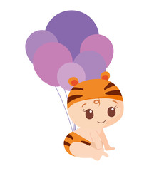 Cute baby boy with tiger costume vector design