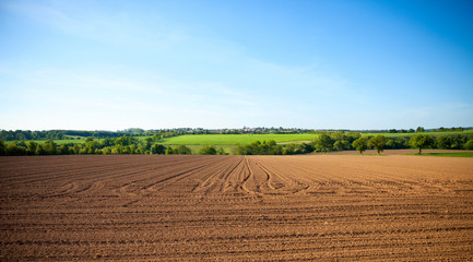 Fototapeta na wymiar Panorama dans les champs, campagne Française, France.