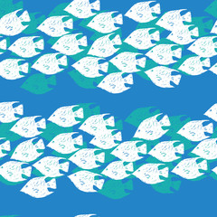 Vector blue school of fish striped repeat pattern. Perfect for fabric, scrapbooking and wallpaper projects.