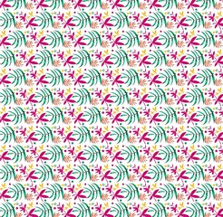 Seamless Floral Pattern vector. Bright colorful exotic botanic background