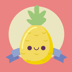 kawaii pineapple fruit cartoon vector design