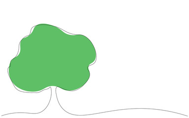 Tree one line drawing, vector illustration