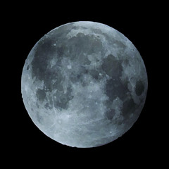 Realistic full moon. Detailed vector illustration on black background