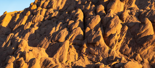 Morocco, spectacular rock formation, called monkey fingers, are a tourist attraction near Tamellalt in the Dades Valley