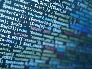Code, HTML, php web programming source code. Abstract code background