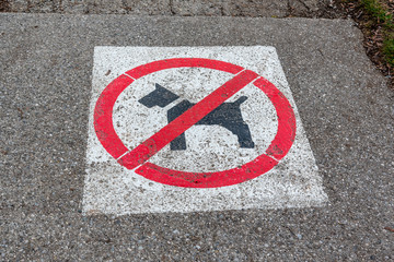 no dogs allowed sign printed on the ground