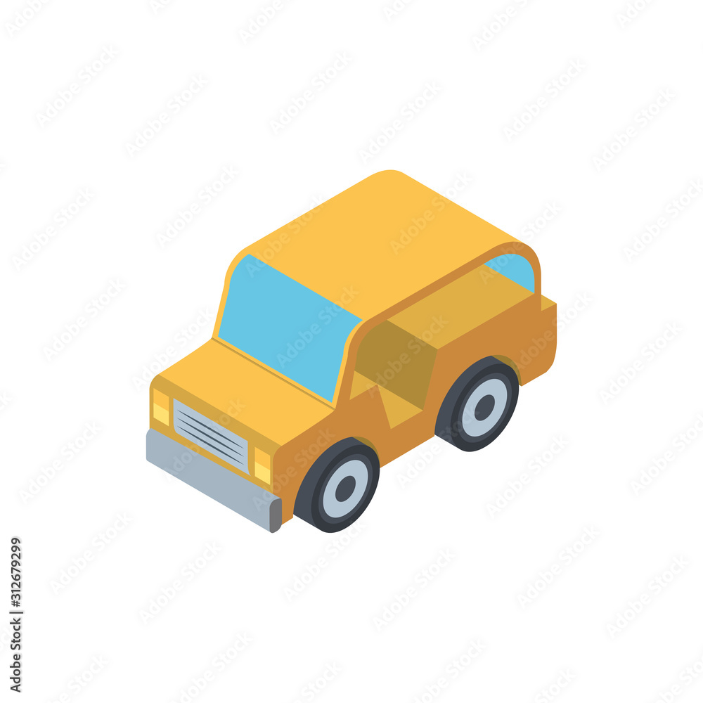 Canvas Prints isolated isometric yellow car vehicle vector design