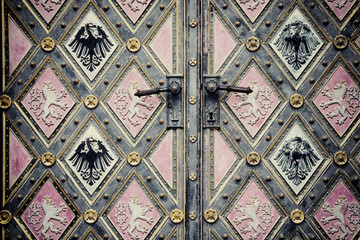 background of old grunge, medieval metal texture. part of antique old door