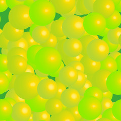 Yellow Green Balls Seamless Pattern on Green Background