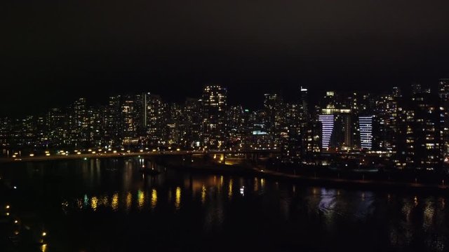 Vancouver downtown and Cambie bridge in the night
