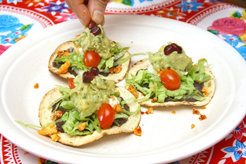 Tostada Tradicional, classic dish of Mexican cuisine