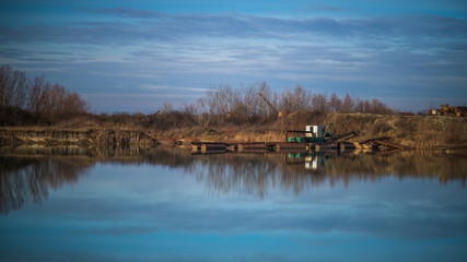 Lake with horizon and reflections