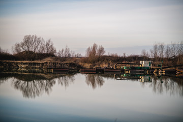 Lake with horizon and reflections